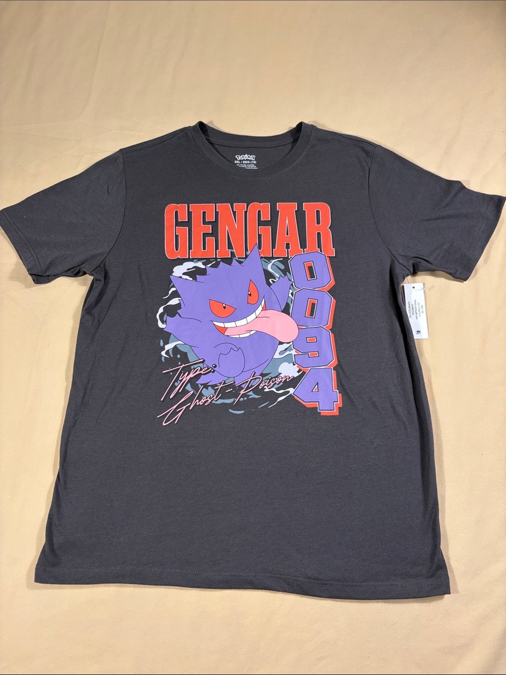 Pokemon Youth Boys Gengar Ghost Poison Type 0094 Graphic T-Shirt 2XL 18 NWT